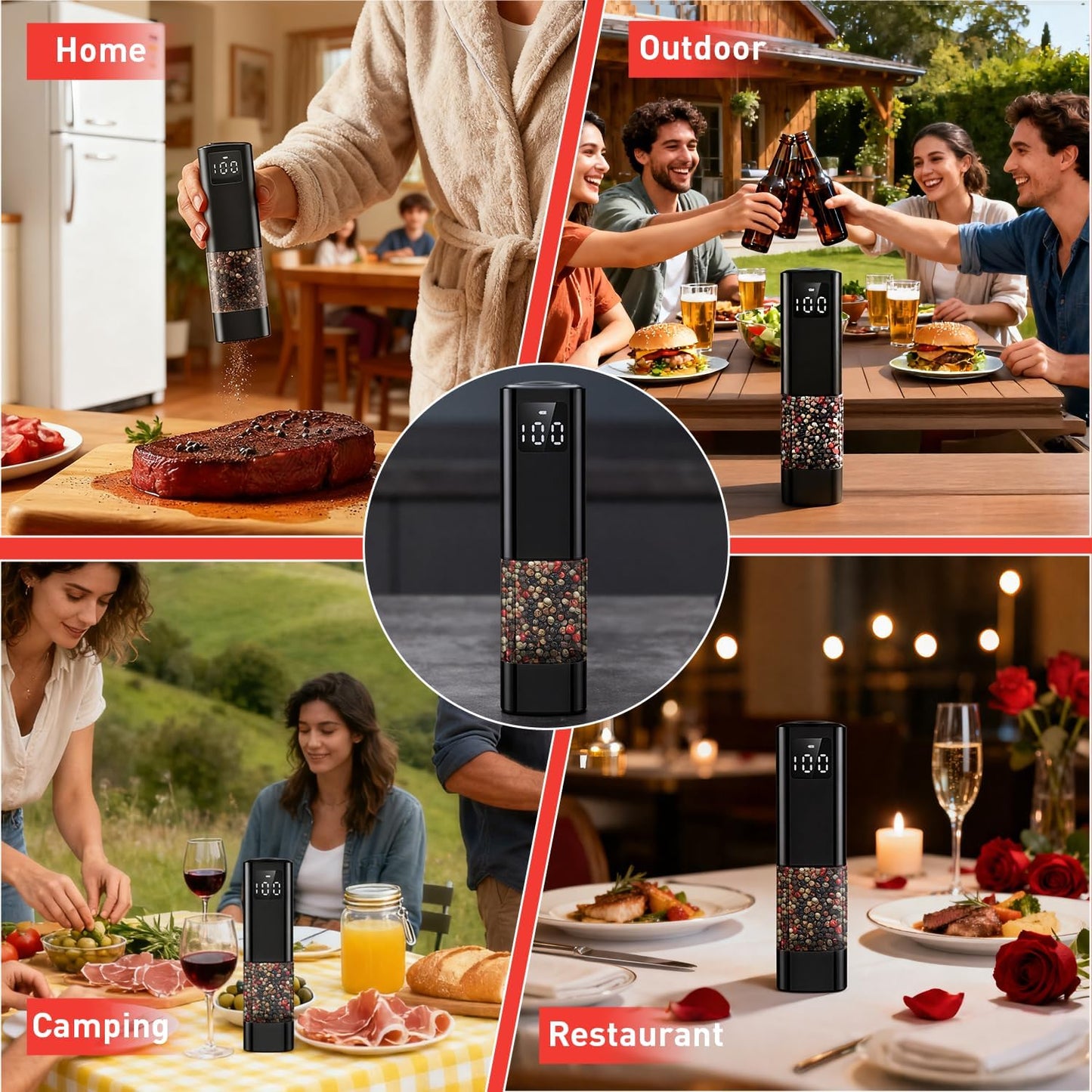 Rechargeable Electric Salt & Pepper Grinder 🌶️✨ Adjustable Coarseness