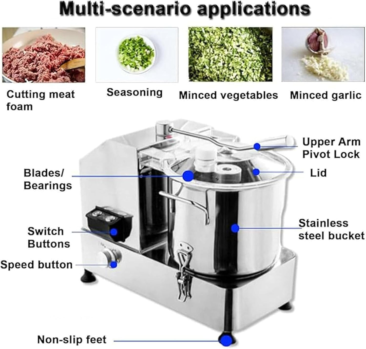 Commercial Food Processor 🥗⚡ Stainless Steel Chopper