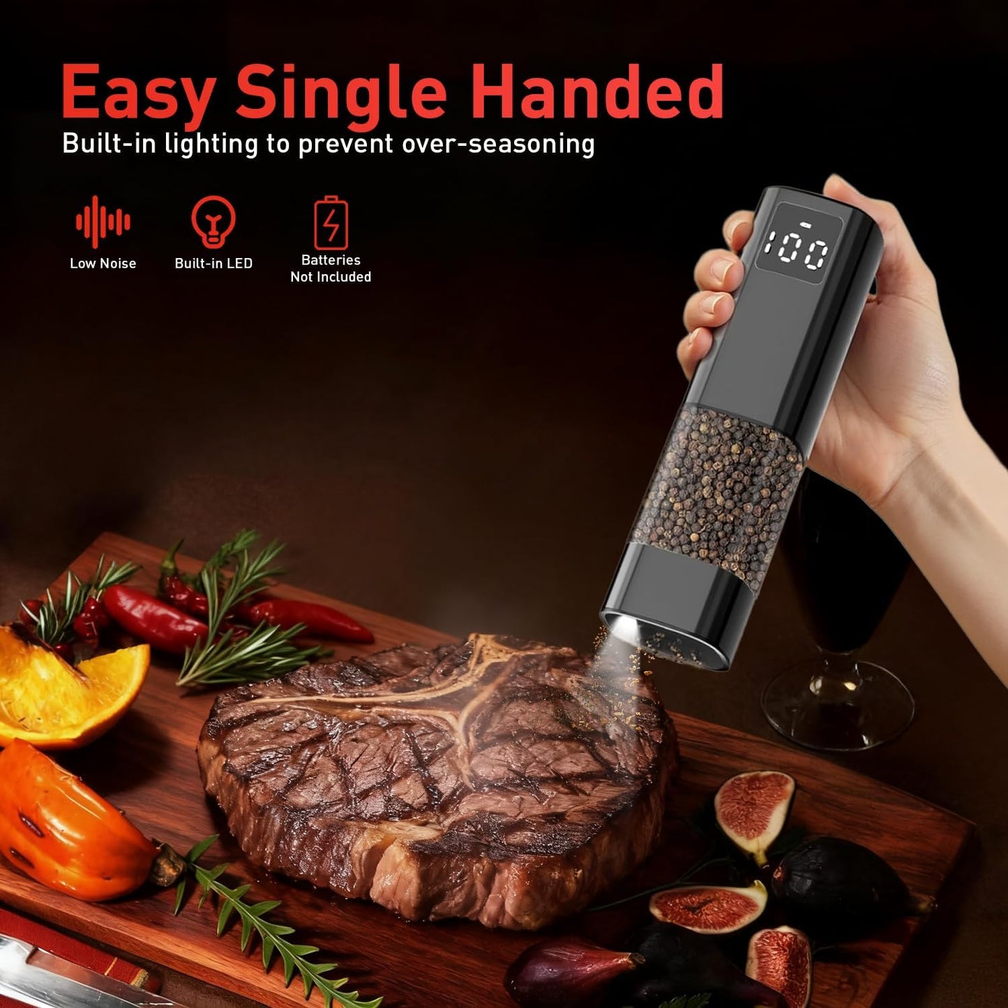 Rechargeable Electric Salt & Pepper Grinder 🌶️✨ Adjustable Coarseness